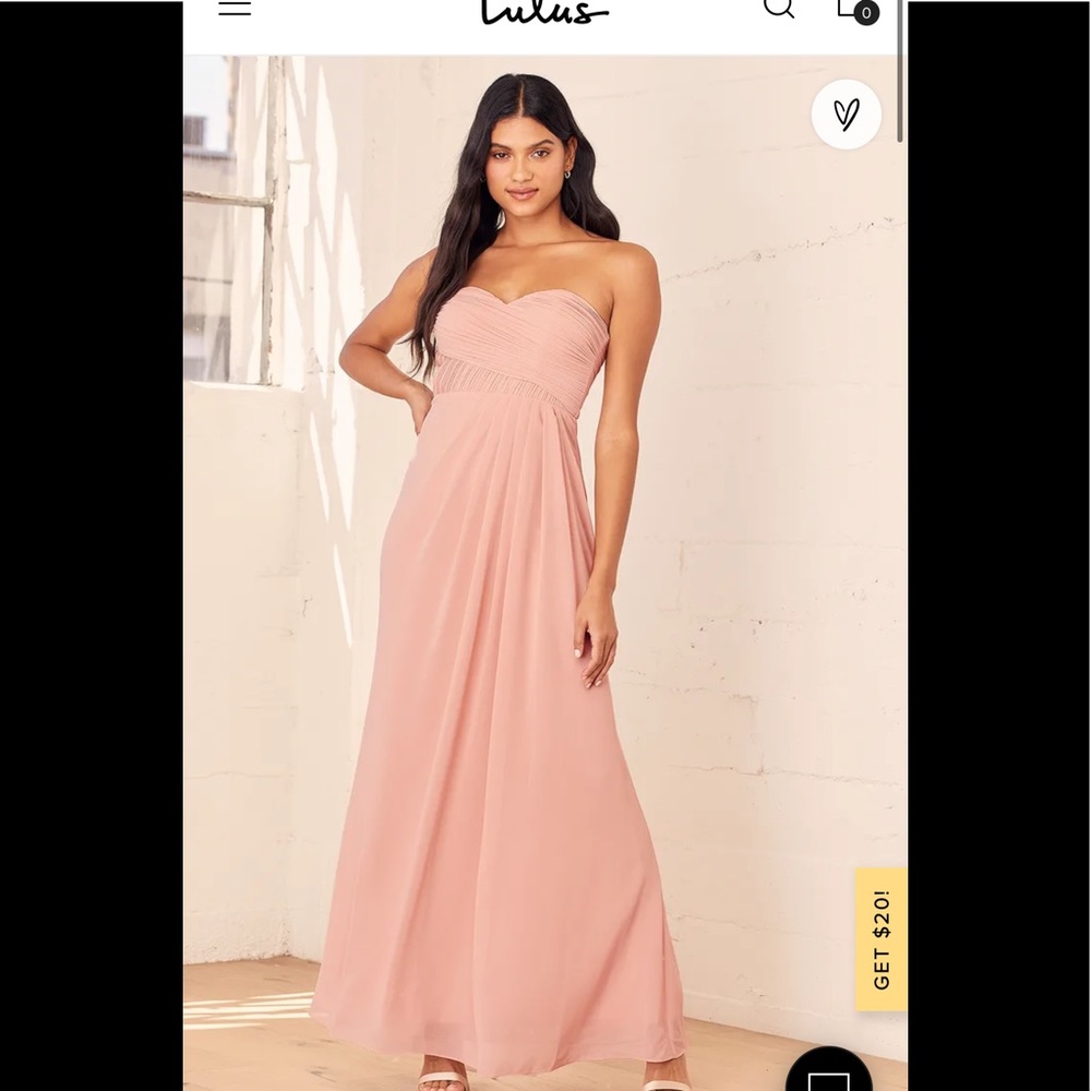 LULU’S blush strapless full length dress